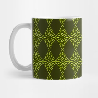 Geometric green knots repetion pattern set collage with dark green at background Mug